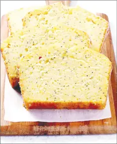  ?? ?? Lemon poppy seed loaf is perfectly moist and tender, packed with delicious lemony flavours and sprinkled with just the right amount of poppy seeds.