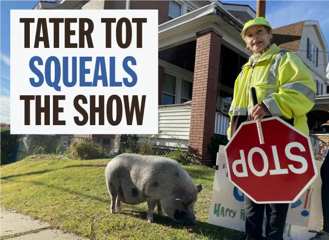  ?? Abby Mackey/Post-Gazette ?? When Cheryl Herrington retired from a 12-year career as a crossing guard in Dormont, saying goodbye to Tater Tot was at the top of her list.