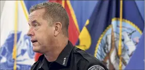  ?? Will Waldron / Times Union ?? Albany County Sheriff Craig Apple praised the work of rookie 911 operator Meghan Vinehout for walking a mother through the afterbirth of a baby until paramedics arrived on the scene.