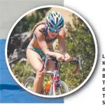  ??  ?? Left and inset: Kaitlin in action at Seven Mile Beach in Tasmania for the ITU World Triathlon Selection Race.