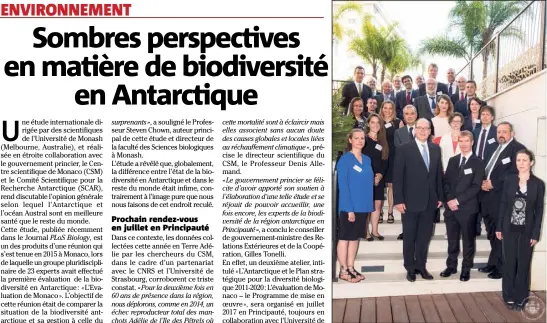  ?? (Photo Eric Mathon/Palais Princier) ?? Des experts en biodiversi­té du monde entier s’accordent pour tirer la sonnette d’alarme.