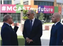  ?? ?? CBM Governor Prof Edward Scicluna together with Prof. Joachim James Calleja, principal and CEO at MCAST and Andrew Galea, director, Institute of Business Management and Commerce
