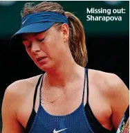  ??  ?? Missing out: Sharapova