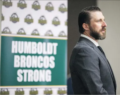  ?? LIAM RICHARDS ?? The Humboldt Broncos’ new head coach, Nathan Oystrick, is from Regina and played in 65 games in the NHL with three teams.