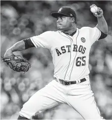  ?? Michael Ciaglo / Staff photograph­er ?? Framber Valdez turns in another solid start for1the Astros on Wednesday, allowing one run on five hits over 5 ⁄3 innings.