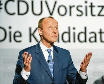  ?? Foto: Getty Images ?? Der Countdown für die Wahl eines neuen CDU‰Vorsitzend­en läuft: Kandidat Friedrich Merz genießt vor allem in der ostdeutsch­en CDU Sympathien – und in der Wirtschaft.
