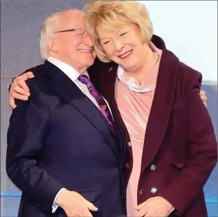  ??  ?? President Michael D Higgins and his wife Sabina after his re-election to the office of the President. Pic:Gerry Mooney.