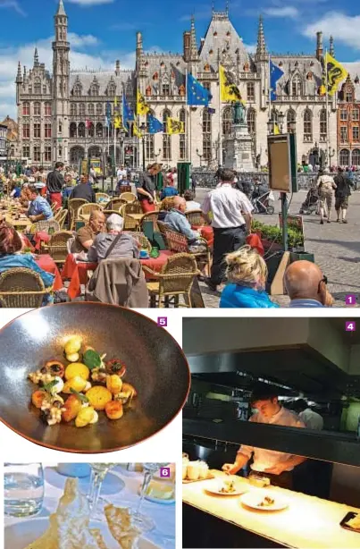  ??  ?? FROM A VEGETARIAN FOOD TRAIL
1. People enjoy a meal at a restaurant outside the provincial government building in Bruges, Belgium.
2. At ‘t Zilte (in picture), the dishes on the menu are identified only by their core ingredient
3. The ‘t Zilte...