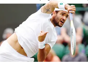  ?? GETTY IMAGES ?? Matteo Berrettini, 25 anni, di nuovo negli ottavi a Wimbledon