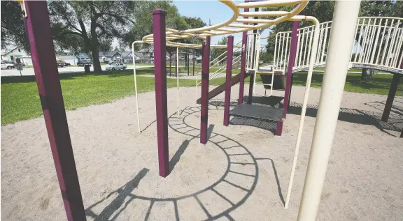  ?? DAN JANISSE ?? Playground equipment at Gignac Park in Windsor was not being used Thursday, but the city's senior manager of parks says playground­s are one of the city's most popular assets. This week, council approved spending $9.43 million for new playground units at parks across the city. A report detailed 33 parks that need to be removed as a safety precaution.