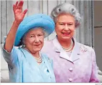  ?? GETTY ?? La reina madre, con Isabel II, en una foto de sus últimos años.