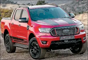  ??  ?? (ABOVE AND BELOW) Meet the Ford Ranger Stormtrak, which is being launched in South Africa this week. (INSET) The interior of the Stormtrak.