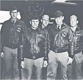  ??  ?? Cole, second right, with James Doolittle, second left, and other ‘Raiders’ before the attack on Tokyo