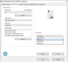  ??  ?? BELOW Like any inkjet, print quality settings make a big difference to output speeds. The default works for most jobs