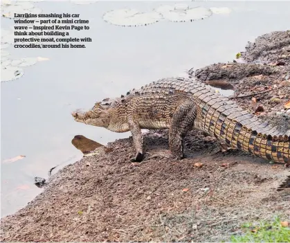  ?? ?? Larrikins smashing his car window — part of a mini crime wave — inspired Kevin Page to think about building a protective moat, complete with crocodiles, around his home.