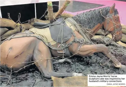  ?? EMMA JAYNE MORRIS ?? Emma Jayne Morris’ horse sculpture cake was inspired by her husband’s military connection­s