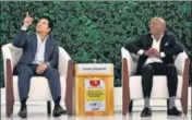  ?? HT PHOTO ?? Sachin Tendulkar and Brian Lara at the Hindustan Times Leadership Summit in New Delhi on Saturday.