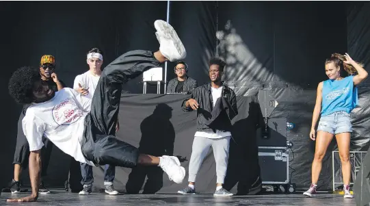  ?? ERROL McGIHON ?? Ottawa urban dance studio The Flava Factory were kicking up a storm on the Claridge Homes Stage as Bluesfest got underway on Thursday.