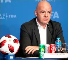  ??  ?? FIFA President Gianni Infantino speaks during a press conference in the Qatar capital, Doha. — AFP photo