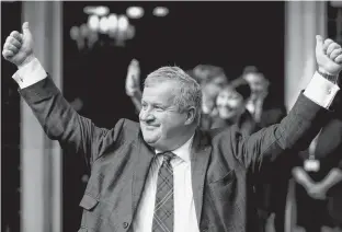  ?? HENRY NICHOLLS • REUTERS ?? Ian Blackford, leader of the Scottish National Party (SNP), reacts after the Supreme Court of the United Kingdom hearing on British Prime Minister Boris Johnson's decision to prorogue parliament ahead of Brexit, in London on Tuesday.