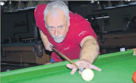  ?? KEVIN ADSHADE/THE NEWS ?? Billy MacKay works on his game at Century Snooker Club. The Maritime championsh­ips will be held in New Glasgow Nov. 3-4.