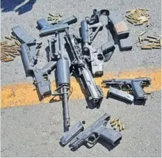  ?? | Supplied ?? POLICE recovered two rifles and three pistols loaded with ammunition in Sandton, Johannesbu­rg, last month.
