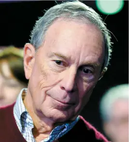  ??  ?? L’ex-maire de New York Michael Bloomberg craint que sa candidatur­e facilite l’élection de Donald Trump ou de Ted Cruz.