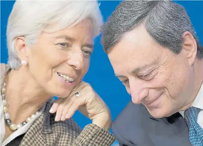  ??  ?? Recambio. El 31 de octubre Mario Draghi dejará la presidenci­a del BCE y lo reemplazar­á Christine Lagarde.