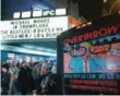  ?? KENA BETANCUR/AFP/GETTY IMAGES ?? People wait in line outside the IFC Theater before the debut of TrumpLand by Michael Moore.