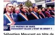  ??  ?? Sébastien Meurant en tête de cortège (capture écran Lci).