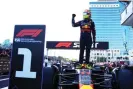  ?? ?? Sergio Pérez of Red Bull Racing celebrates winning the sprint race in Azerbaijan. Photograph: Mark Thompson/Getty Images