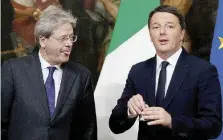  ?? Ansa ?? Per chi suona la campana Paolo Gentiloni e Matteo Renzi