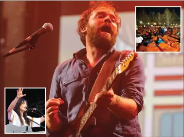  ??  ?? Scott Hutchinson, Frightened Rabbit’s lead singer, died in May. Inset above, last year’s sleep-out in Edinburgh and inset left, KT Tunstall, who will play at all four venues