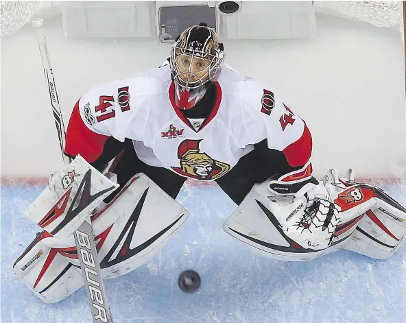  ?? — THE ASSOCIATED PRESS FILES ?? Craig Anderson and the Sens will continue their Eastern Conference final series against the Pens at home tonight.