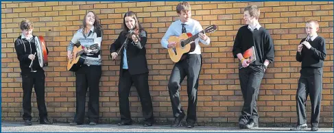  ??  ?? Duncanrig Ceilidh and Folk Group, who have won the schools folk music category at Glasgow Music Festival for the last four years in a row