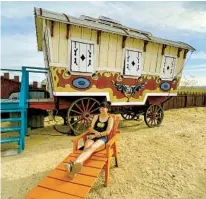  ?? ROSEMARY MCCLURE ?? The Hicksville Trailer Palace in Joshua Tree has canned-hamstyle trailers, a caboose and a trailer called Pee Wee (pictured), so named because it was featured in the film “Big Top Pee Wee.”