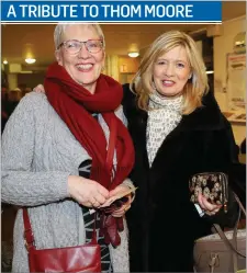  ??  ?? Geraldine Delorey and Jacintha Dunne at the concert rememberin­g the late Thom Moore in the Hawk’s Well. Pic: Carl Brennan.