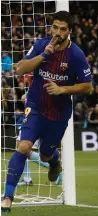  ?? AP ?? Luis Suarez celebrates his goal against Celta on Saturday.—