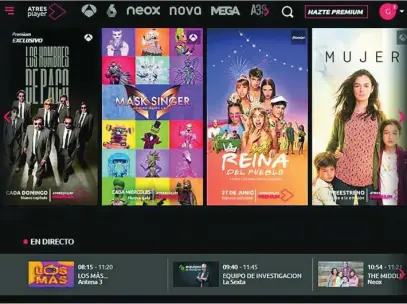  ??  ?? La plataforma de Atresmedia anotó en mayo 3,4 millones de visitantes únicos