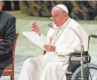  ?? ANDREW MEDICHINI/AP ?? Pope Francis said he wanted to go to Canada to personally apologize to survivors of misguided Catholic missionary zeal.