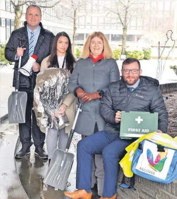  ?? ?? Weathering the storm Matt Costello (Community Partnershi­p Manager), Aneta Lubkowska (Project Officer), Councillor Angela Campbell and Councillor Paul Kelly.