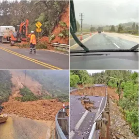  ?? Photo: Waka Kotahi NZ Transport ?? The state highway network across the upper North Island continues to be majorly affected by flooding, slips, and other damage, and there’ll be potentiall­y long-term effects. Our people are out again today assessing damage caused by flooding, slips, drop-outs, and debris.