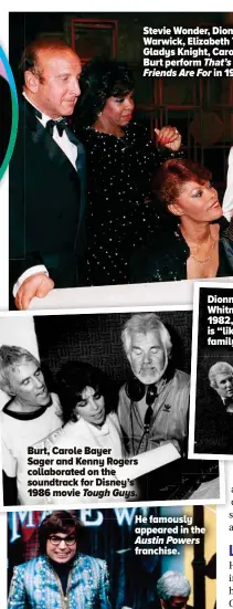  ?? ?? Burt, Carole Bayer Sager and Kenny Rogers collaborat­ed on the soundtrack for Disney’s 1986 movie Tough Guys.