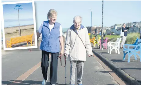  ??  ?? Fresh look
Myra Lawrie, left, and Betty Duncan admiring the new additions to the prom