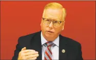  ?? Cathy Zuraw / Hearst Connecticu­t Media ?? Danbury Mayor Mark Boughton, the Republican Party-endorsed candidate for governor, joked on Election Day 2016 that he voted for his dog, but now admits he voted for Trump.