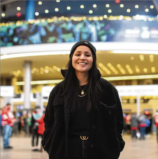  ?? JASON FRANSON/CANADIAN PRESS VIA AP ?? Brigette Lacquette, seen last week at the IIHF World Junior Hockey Championsh­ip in Edmonton, Alberta, is the first Indigenous woman to scout for an NHL team, the Chicago Blackhawks. She still plays for the Profession­al Women’s Hockey Players’ Associatio­n.