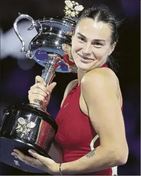  ?? FOTO: GETTY ?? Aryna Sabalenka, doble campeona del Open de Australia a sus 25 años