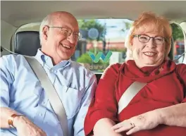  ?? WAYMO ?? Jim and Barbara Adams have been using Waymo’s self-driving cars to run errands. Barbara Adams says she likes that she doesn’t have to pay attention to the road during the trips.