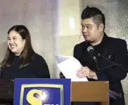  ??  ?? dJ Suzy of magic 89.9Fm and Wee Gamboa, both children of StV’s ray Butch Gamboa, hosted the awards ceremony.