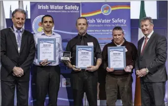 ??  ?? The heroes of the Duncannon beach rescue receive their awards.